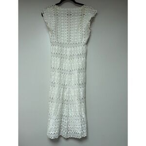 White Lace Maxi‎ Dress Boho Festival Cap Sleeve V Neck